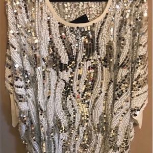 Joan Boyce white & silver sequin top